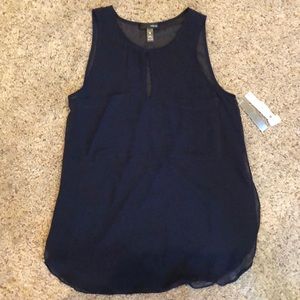 Navy blue sheer sleeveless top by Aqua